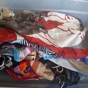 LOT of 15 Handrolled Women ScarvesSilk & Polyester Italian, Japanese & Korean